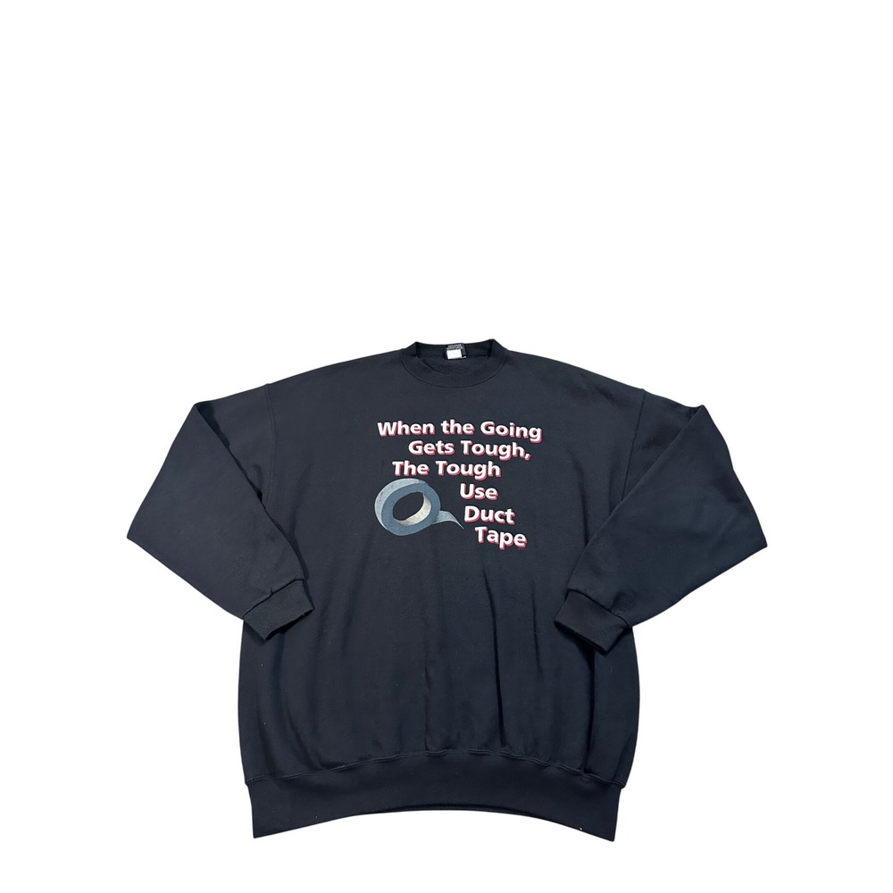 Vintage Garment Graphics Duct Tape Sweatshirt‎ Mens XXL Black Made in USA 90s